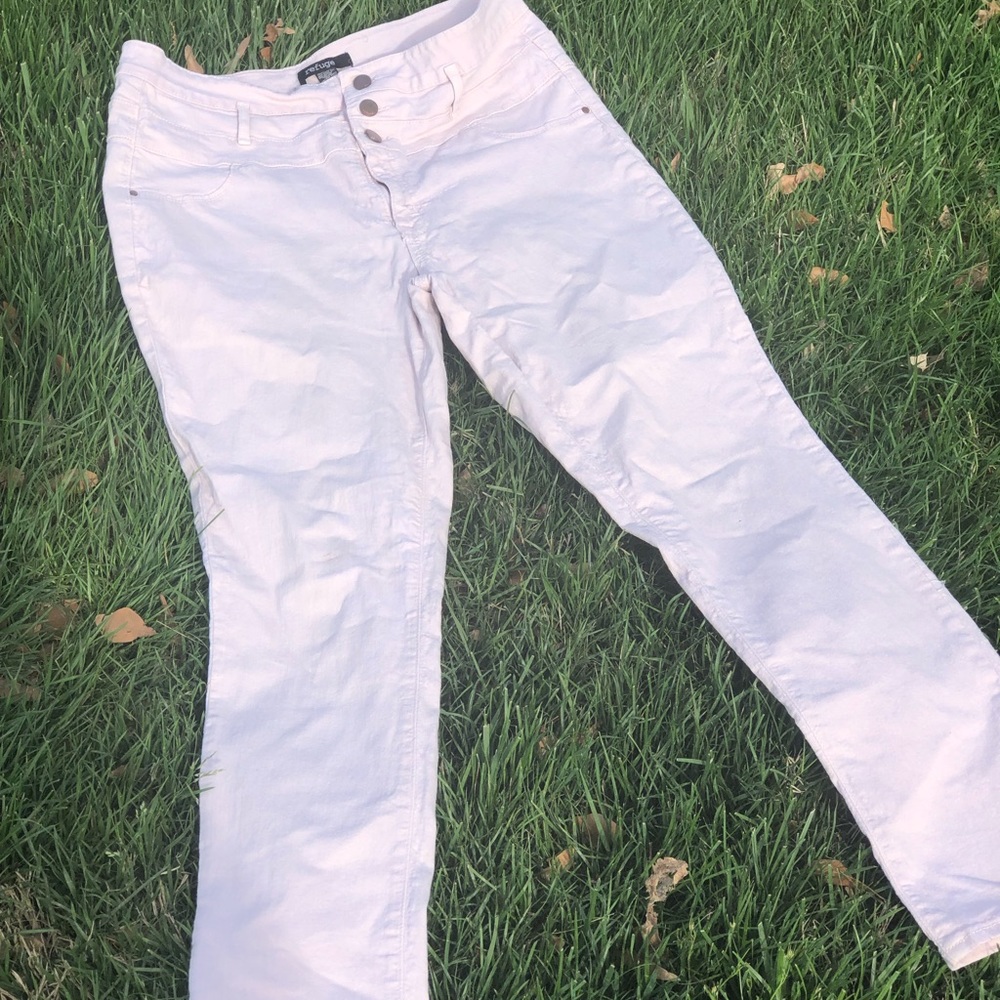 High waisted pale pink pants